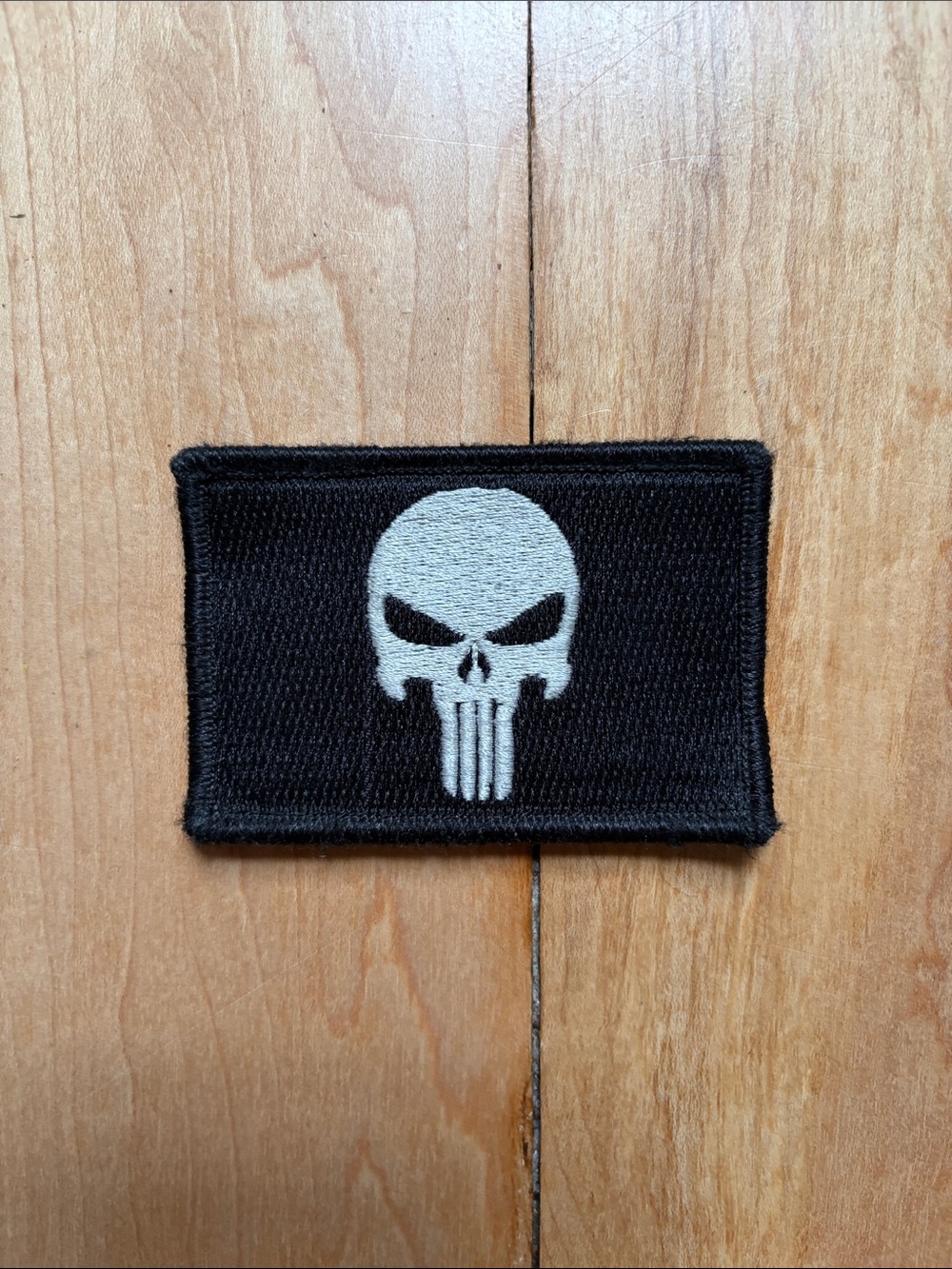 The Punisher Logo Black Patch with White Skull Emblem - Tactical Morale Patch